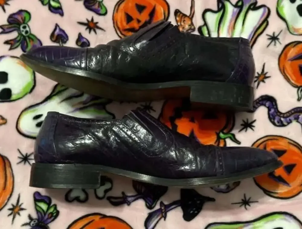 Marco Vicci Dandy Rockabilly Purple Hornback Textured SlipOn Cap Toe Dress Shoes